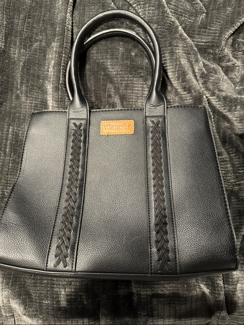 Wrangler Black Braided-Trim Tote